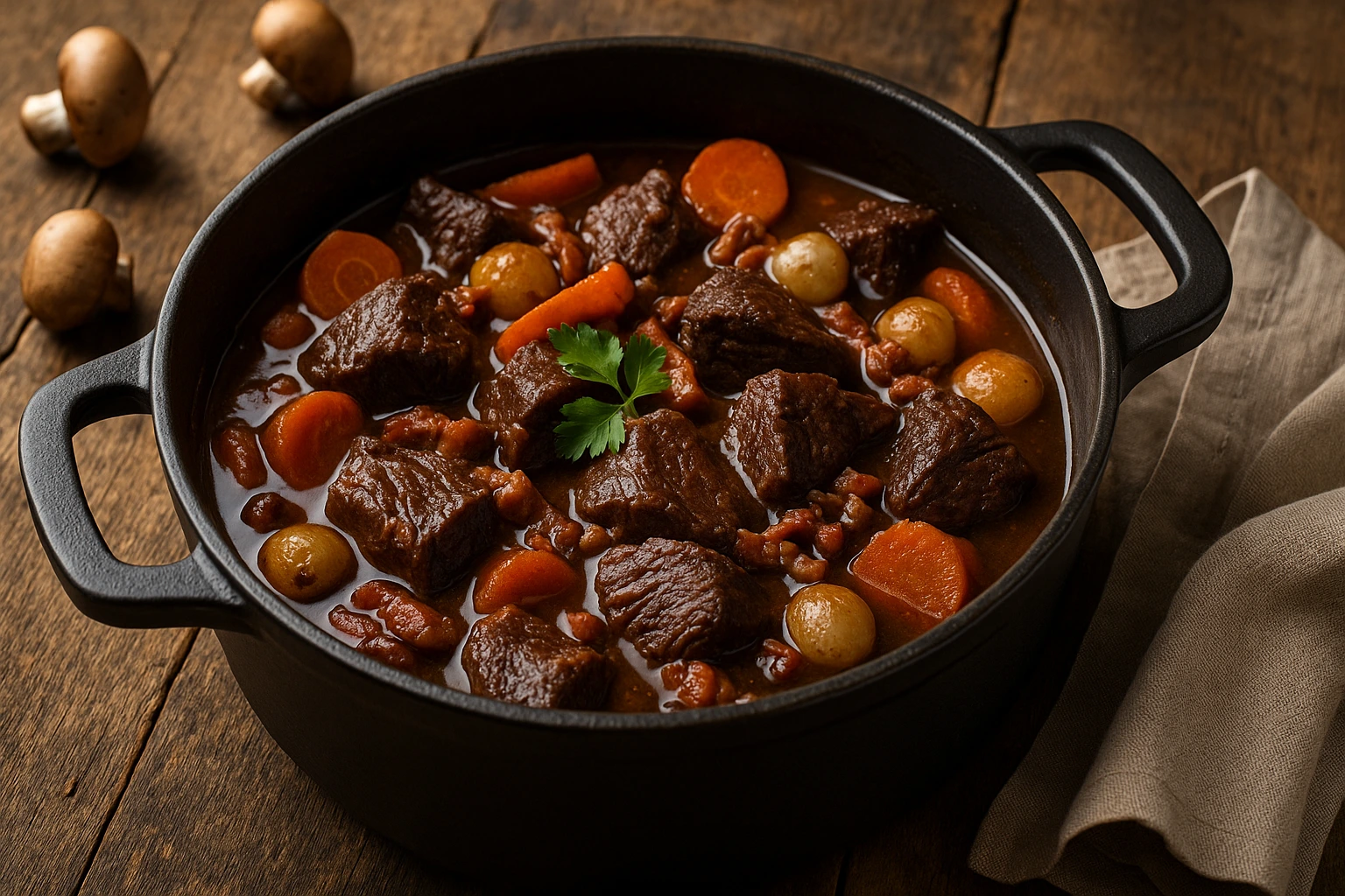 Bœuf bourguignon : la recette de grand-mère, mijotée avec amour
